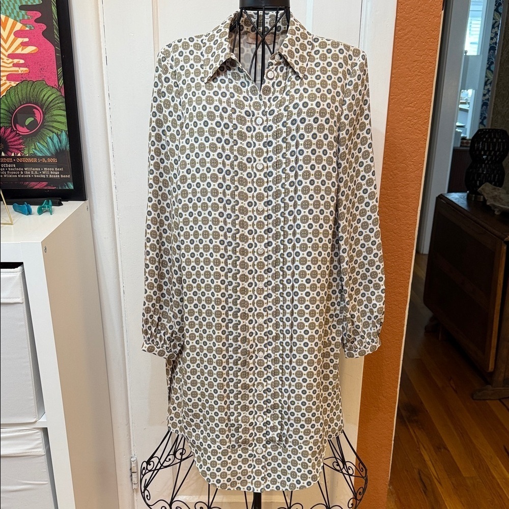 Tory Burch Cora Crepe de Chine Mini Shirt Dress-Sz 6